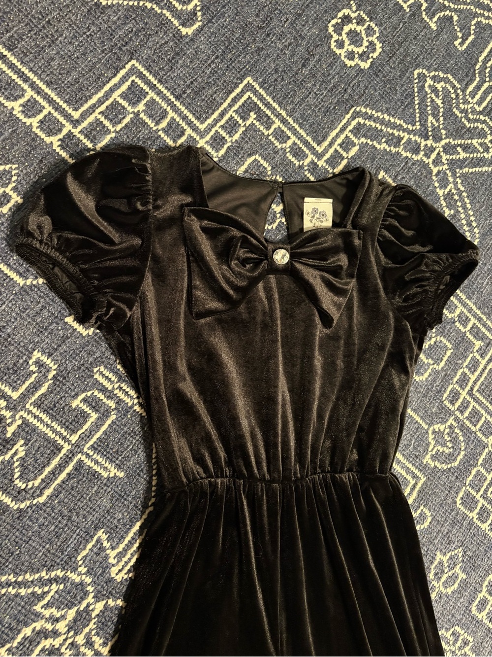 Lily Bleu Black Velvet Wide-Leg Jumpsuit for Girls - Picture 2 of 7
